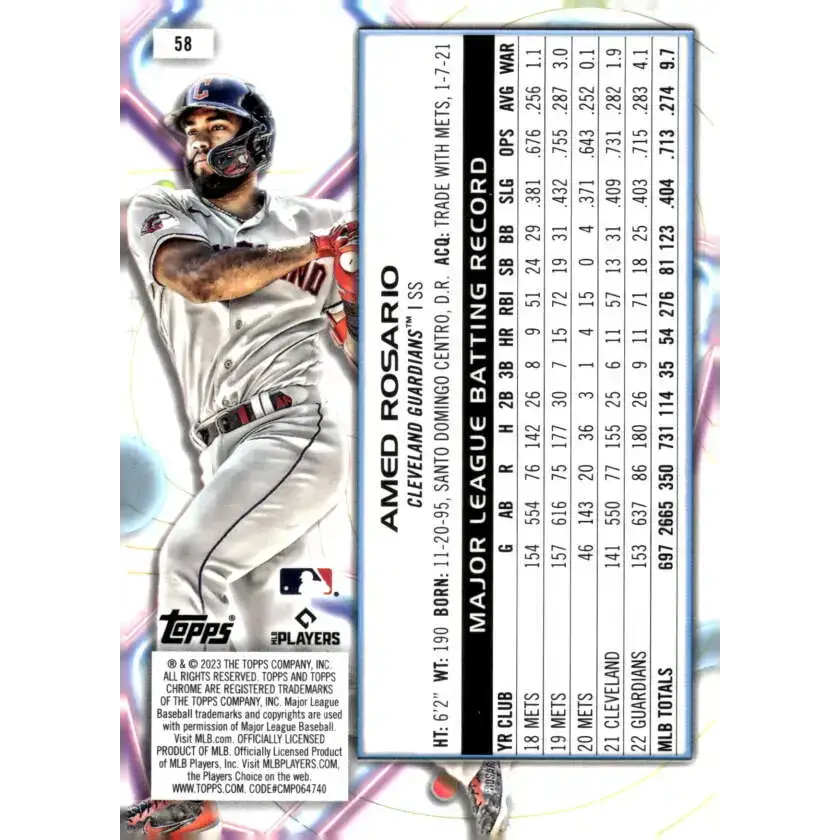 2023 Topps Cosmic Chrome #58 Amed Rosario NM-MT Cleveland Guardians Baseball Card - Baseball Card Single