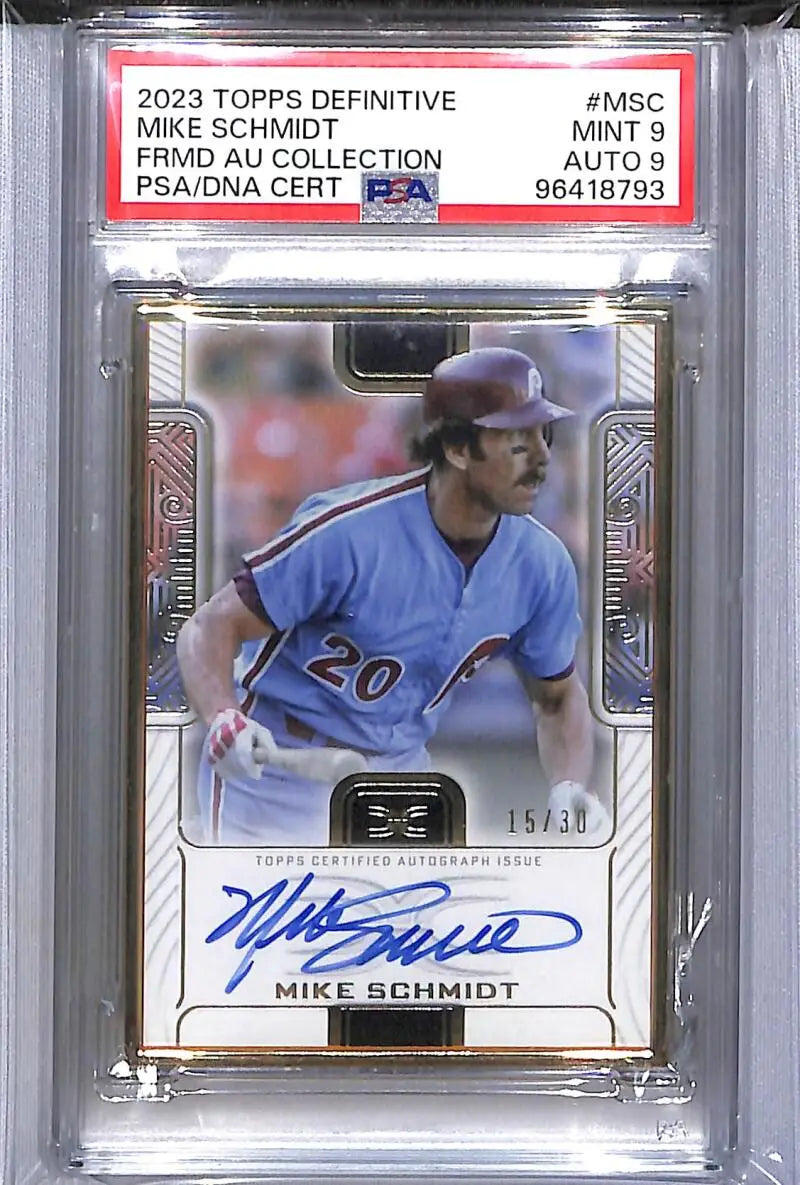 2023 Topps Definitive Framed #DCFA-MSC Mike Schmidt PSA 9 MINT Auto 15/30 Philadelphia Phillies