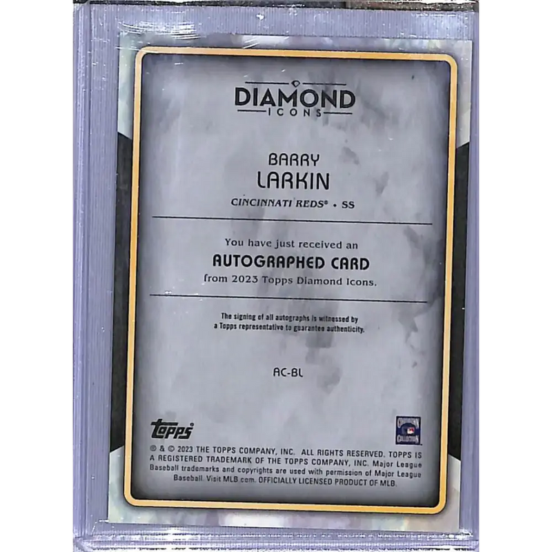 2023 Topps Diamond Icons #AC-BL Barry Larkin NM-MT Auto 4/5 Cincinnati Reds Baseball Card - Baseball Card Single