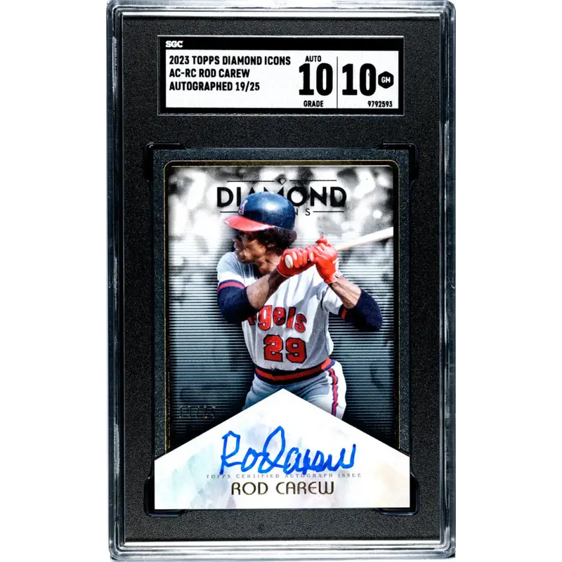2023 Topps Diamond Icons #AC-RC Rod Carew SGC 10 Gem Auto 19/25 Anaheim Angels Baseball Card - Baseball Card Single