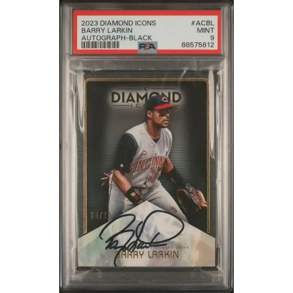 2023 Topps Diamond Icons #ACBL Barry Larkin PSA 9 MINT Auto 4/10 Cincinnati Reds Baseball Card - Baseball Card Single