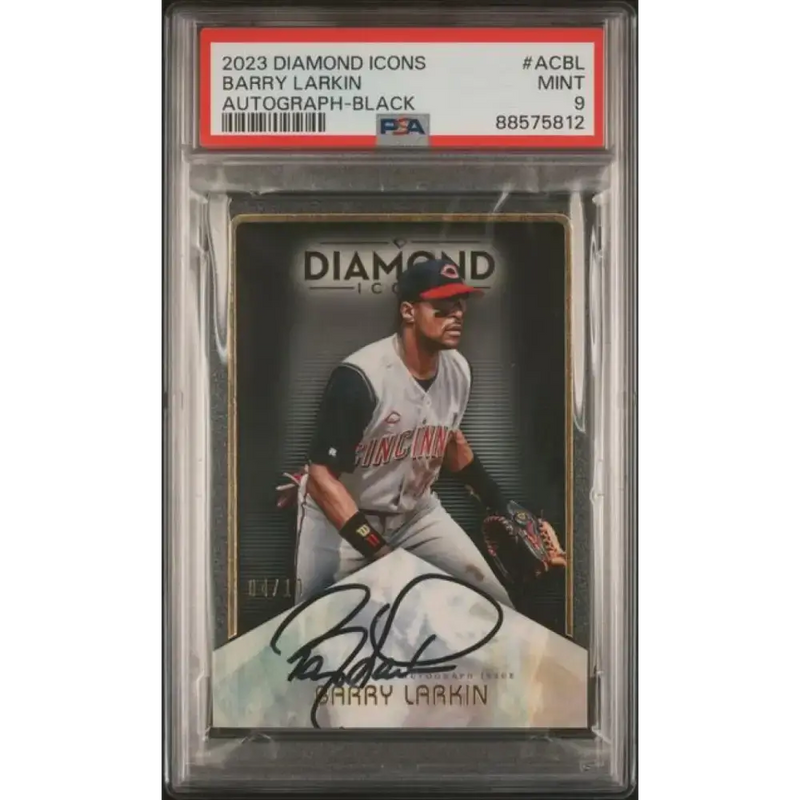 2023 Topps Diamond Icons #ACBL Barry Larkin PSA 9 MINT Auto 4/10 Cincinnati Reds Baseball Card - Baseball Card Single