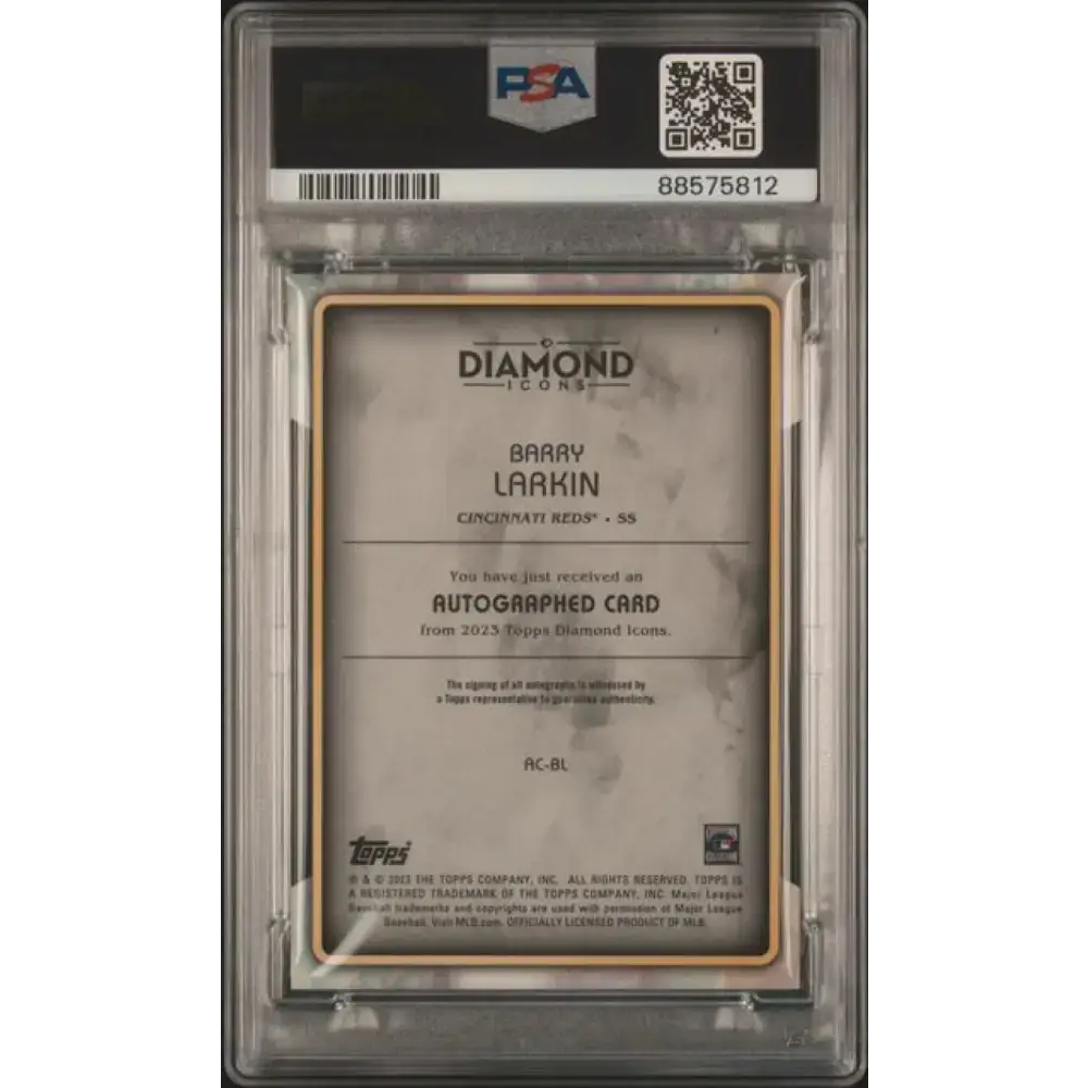 2023 Topps Diamond Icons #ACBL Barry Larkin PSA 9 MINT Auto 4/10 Cincinnati Reds Baseball Card - Baseball Card Single
