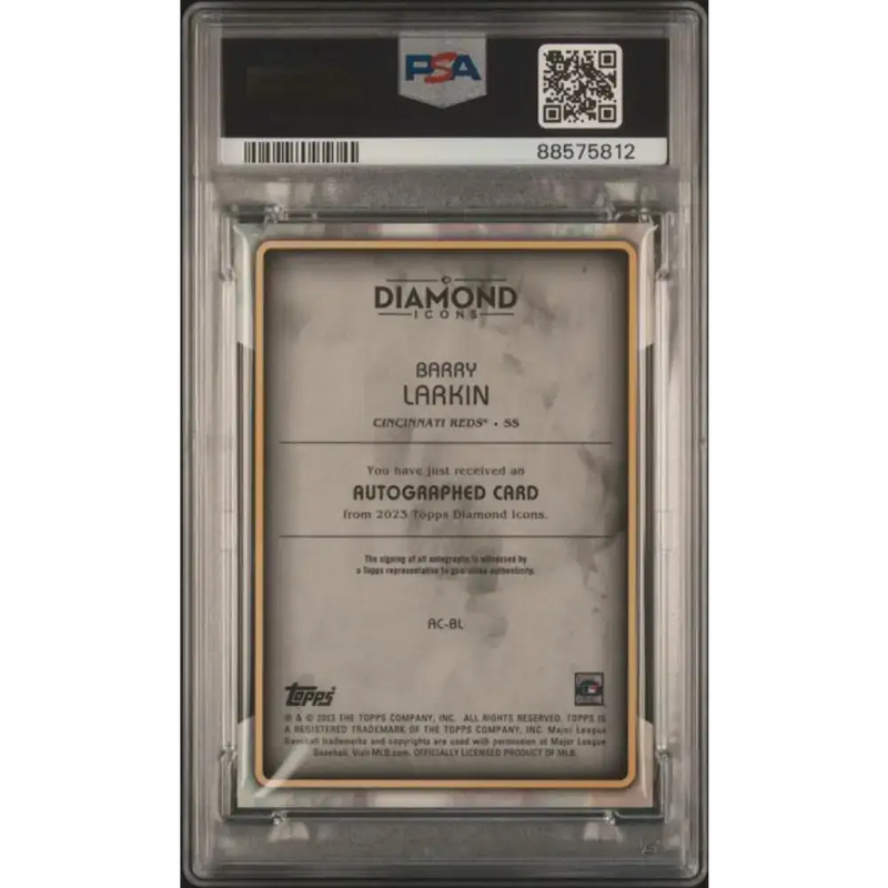 2023 Topps Diamond Icons #ACBL Barry Larkin PSA 9 MINT Auto 4/10 Cincinnati Reds Baseball Card - Baseball Card Single