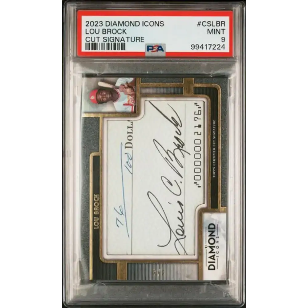 2023 Topps Diamond Icons #CSLBR Lou Brock PSA 9 MINT Auto 4/4 St. Louis Cardinals Baseball Card - Baseball Card Single