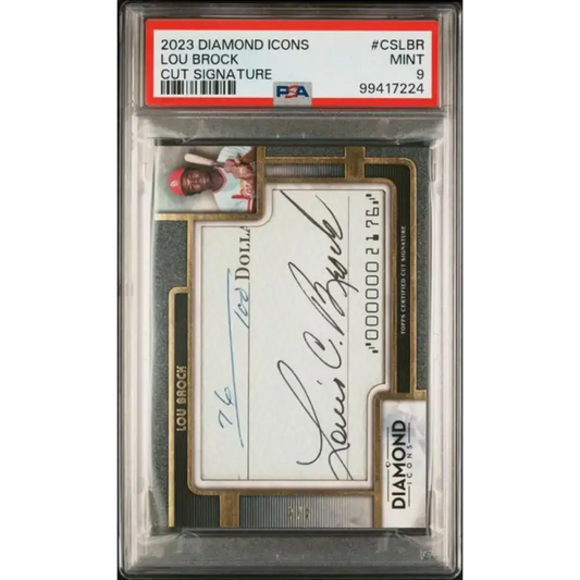 2023 Topps Diamond Icons #CSLBR Lou Brock PSA 9 MINT Auto 4/4 St. Louis Cardinals Baseball Card - Baseball Card Single