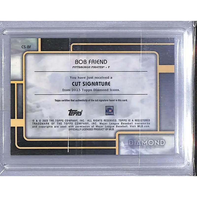 2023 Topps Diamond Icons Cut #CS-BF Bob Friend NM-MT Auto 1/1 Pittsburgh Pirates - Baseball Card Single