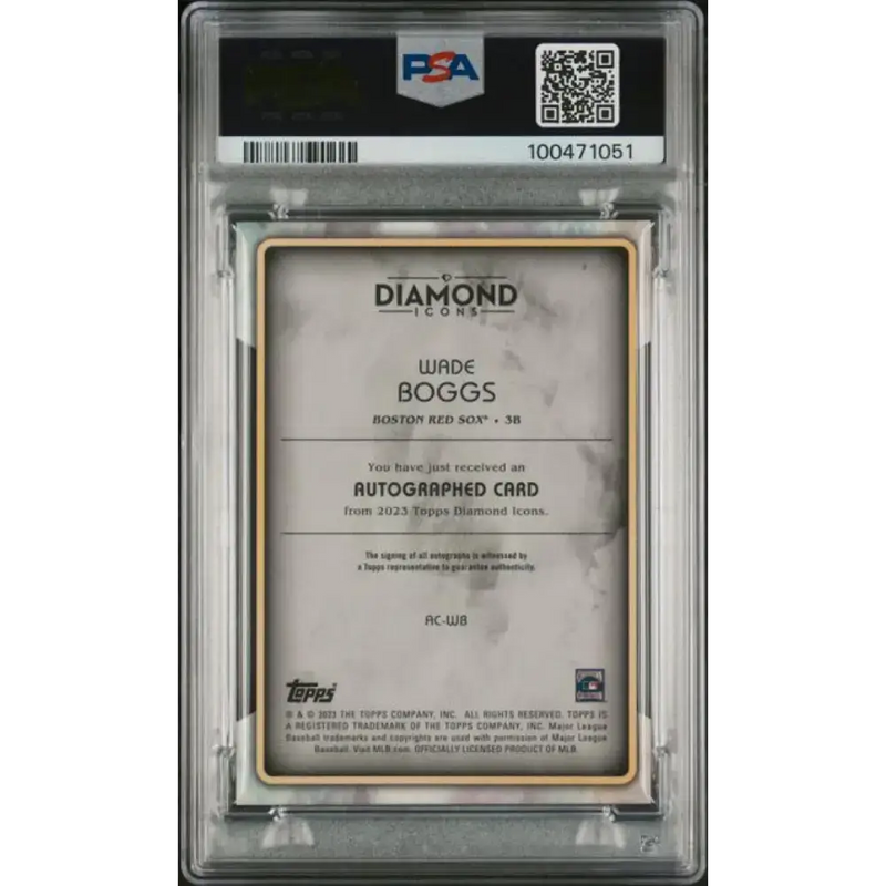 2023 Topps Diamond Icons Gold #ACWB Wade Boggs PSA 9 MINT Auto 1/1 Boston Red Sox Baseball Card - Baseball Card Single