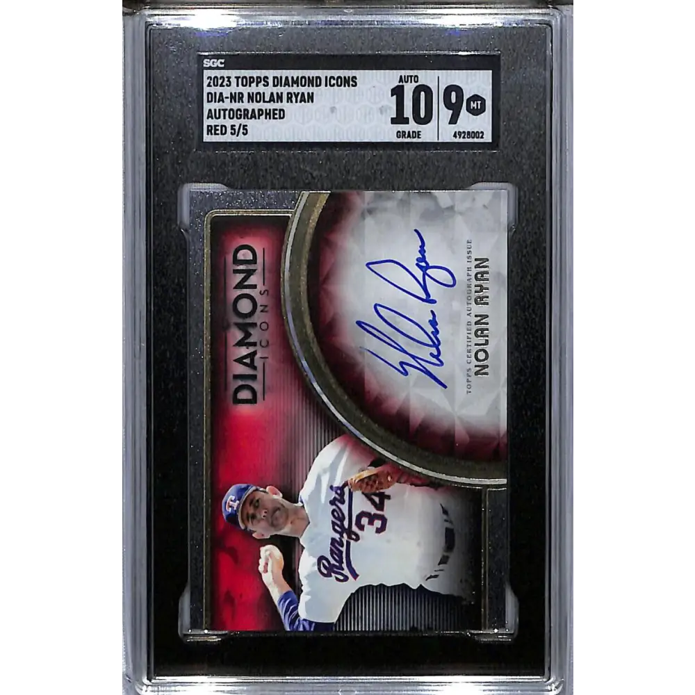 2023 Topps Diamond Icons Red #DIA-NR Nolan Ryan SGC 9 MINT Auto 5/5 Texas Rangers Baseball Card