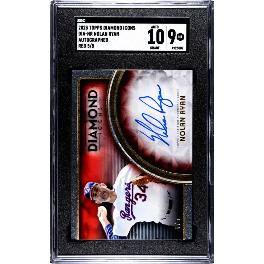 2023 Topps Diamond Icons Red #DIA-NR SGC 9 MINT Auto 5/5 Texas Rangers Baseball Card - Baseball Card Single