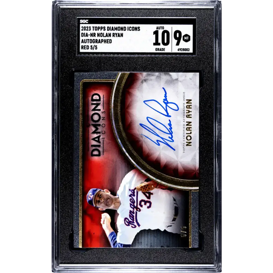 2023 Topps Diamond Icons Red #DIA-NR SGC 9 MINT Auto 5/5 Texas Rangers Baseball Card - Baseball Card Single