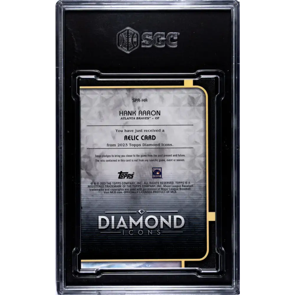 2023 Topps Diamond Icons Relic #SPR-HA Hank Aaron SGC 8 NM/MT MEM 1/10 Atlanta Braves Baseball Card - Baseball Card