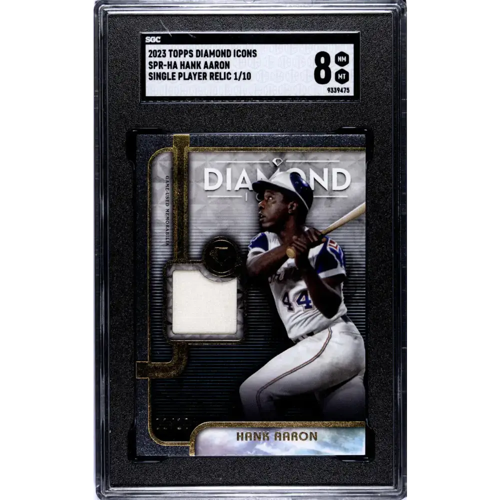 2023 Topps Diamond Icons Relic #SPR-HA Hank Aaron SGC 8 NM/MT MEM 1/10 Atlanta Braves Baseball Card - Baseball Card