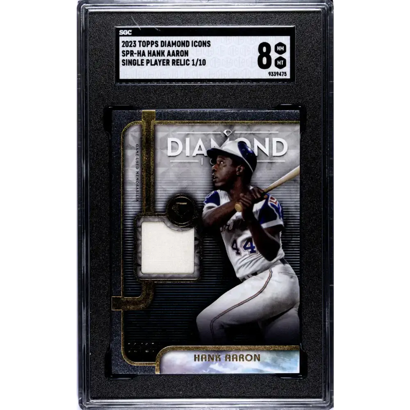 2023 Topps Diamond Icons Relic #SPR-HA Hank Aaron SGC 8 NM/MT MEM 1/10 Atlanta Braves Baseball Card - Baseball Card