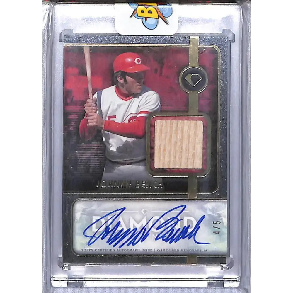 2023 Topps Diamond Icons #SPA-JB Johnny Bench NM-MT MEM Auto 4/5 Cincinnati Reds - Baseball Card Single