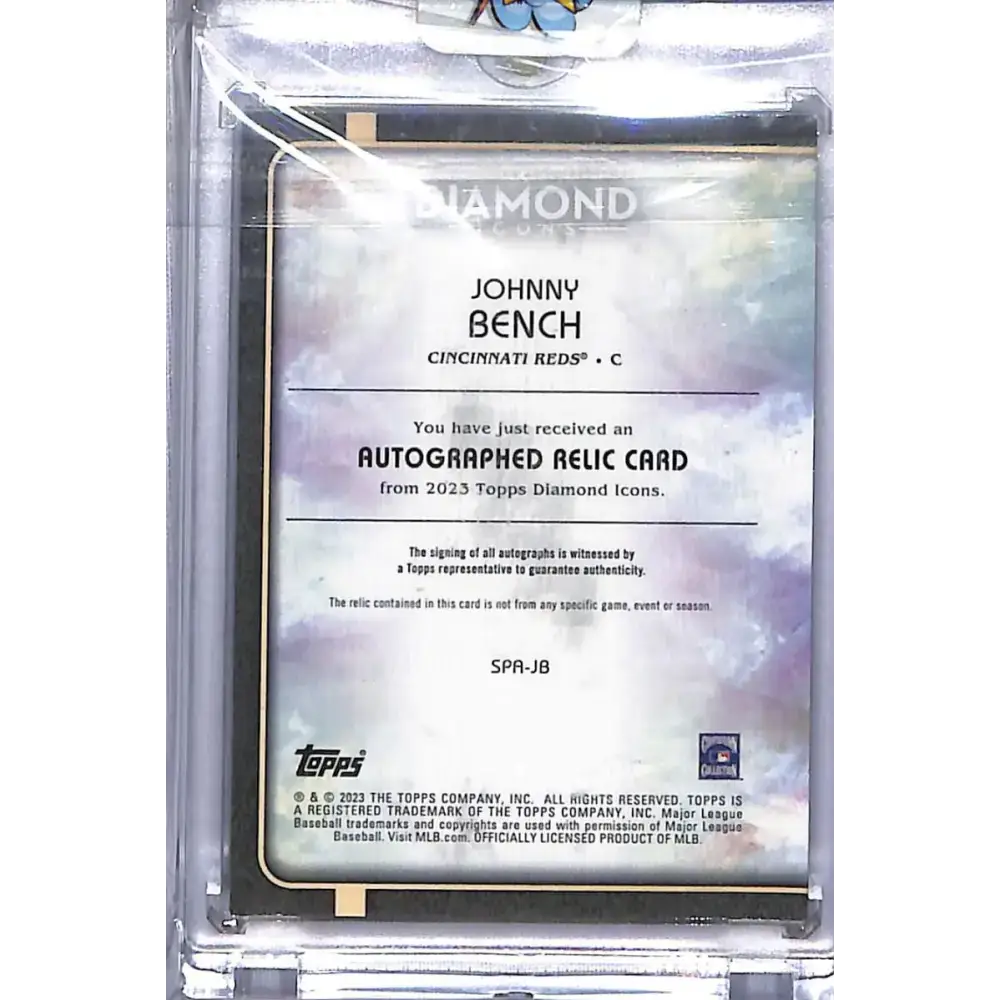 2023 Topps Diamond Icons #SPA-JB Johnny Bench NM-MT MEM Auto 4/5 Cincinnati Reds - Baseball Card Single