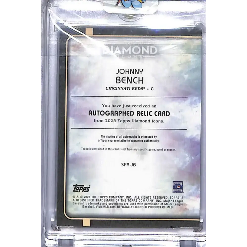 2023 Topps Diamond Icons #SPA-JB Johnny Bench NM-MT MEM Auto 4/5 Cincinnati Reds - Baseball Card Single