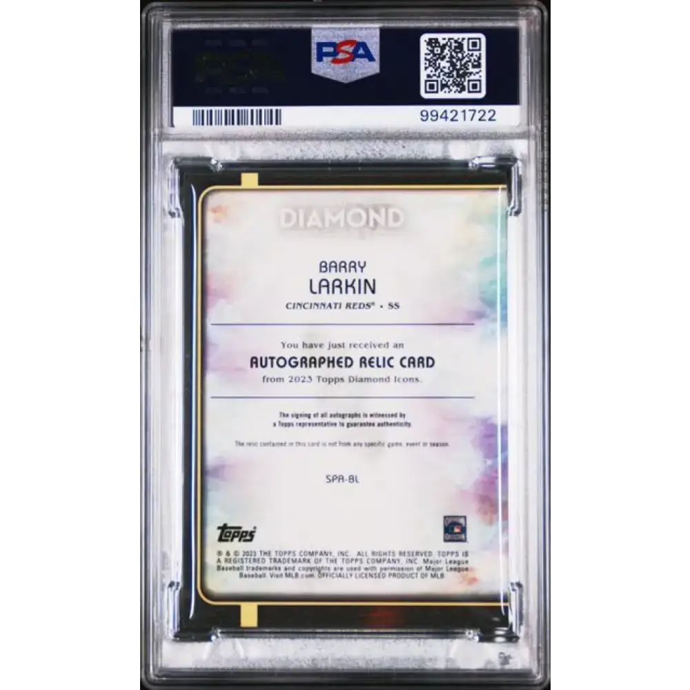 2023 Topps Diamond Icons #SPABL Barry Larkin PSA 9 MINT MEM Auto 7/10 Cincinnati Reds Baseball Card - Baseball Card