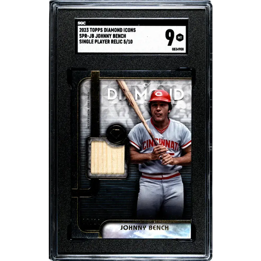 2023 Topps Diamond Icons #SPR-JB Johnny Bench SGC 9 MINT MEM 5/10 Cincinnati Reds Baseball Card - Baseball Card Single