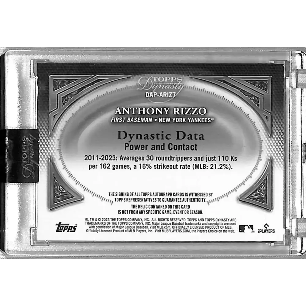 2023 Topps Dynasty #DAP-ARIZ7 Anthony Rizzo NM-MT MEM Auto 2/10 New York Yankees Baseball Card - Baseball Card Single