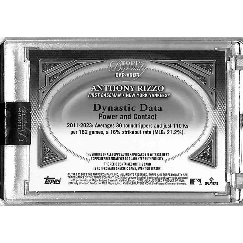 2023 Topps Dynasty #DAP-ARIZ7 Anthony Rizzo NM-MT MEM Auto 2/10 New York Yankees Baseball Card - Baseball Card Single
