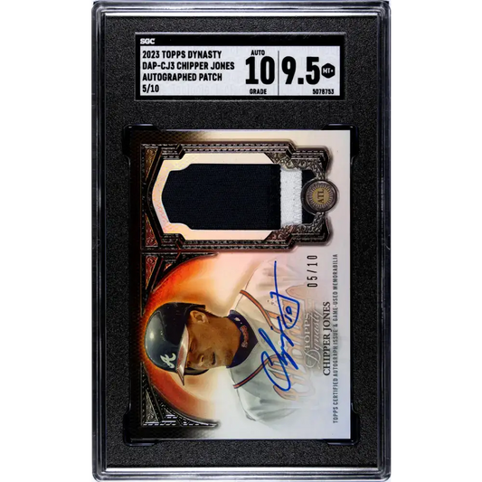 2023 Topps Dynasty #DAPCJ3 Chippper Jones SGC 9.5 MINT+ MEM Auto 5/10 Atlanta Braves Baseball Card - Baseball Card