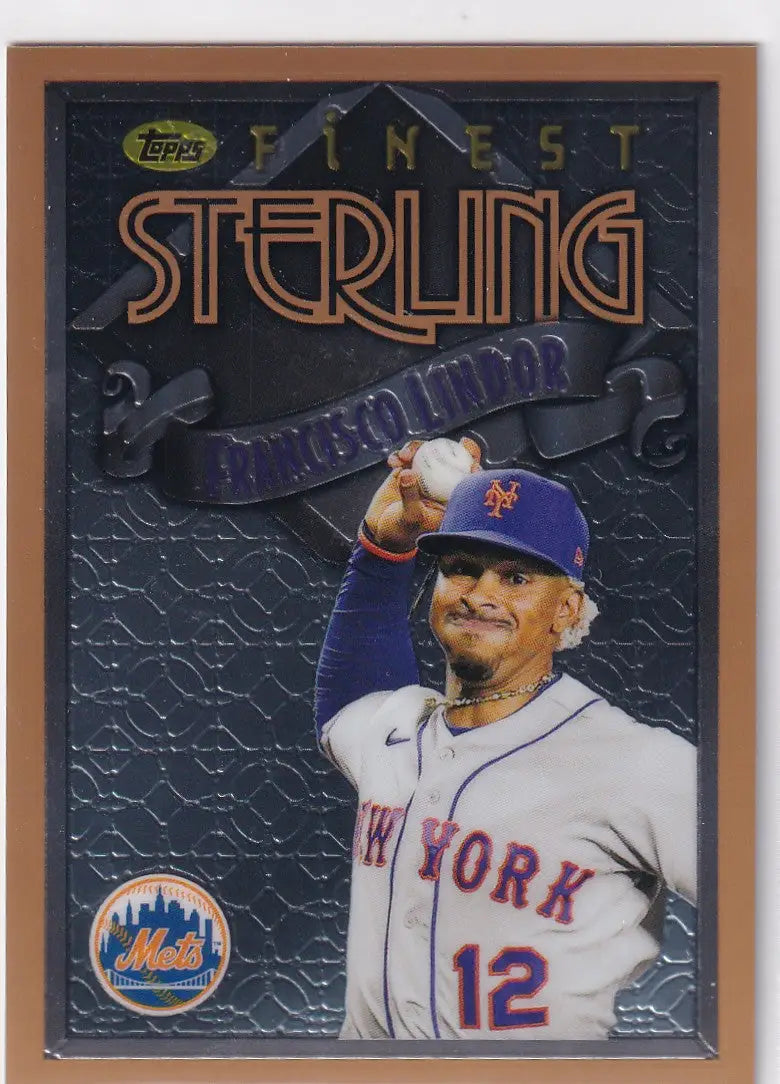 2023 TOPPS FINEST #35 FRANCISCO LINDOR STERLING- NEW YORK METS - Baseball Card Single
