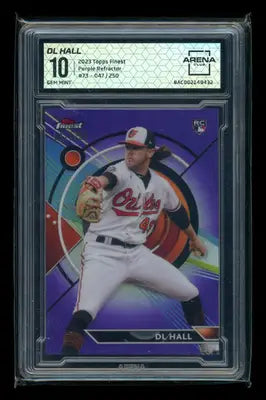 2023 Topps Finest DL Hall #73 Purple Refractor 047/250 RC Baseball Arena Club 10 - Baseball Card Single