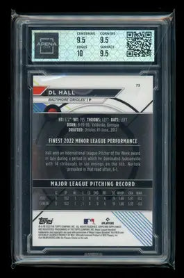 2023 Topps Finest DL Hall #73 Purple Refractor 047/250 RC Baseball Arena Club 10 - Baseball Card Single