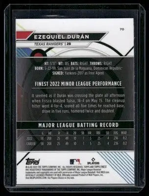 2023 Topps Finest Ezequiel Durán #70 RC Baseball - Baseball Card Single