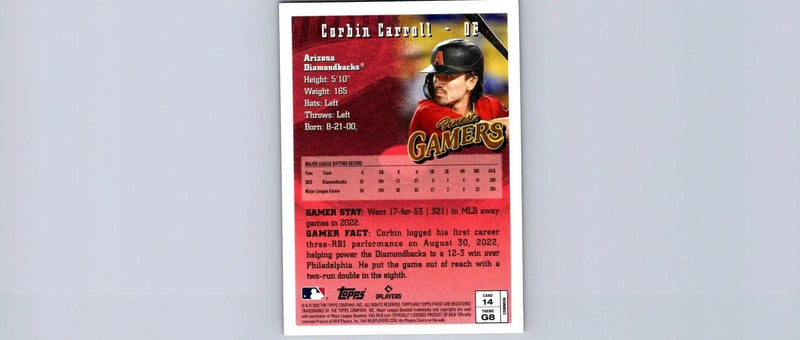 Corbin Carroll baseball card from 2023 Topps Finest Flashbacks #14 collectible set