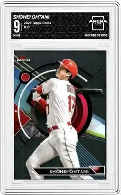 Graded baseball trading card of Shohei Ohtani from 2023 Topps Finest Shohei Ohtani series
