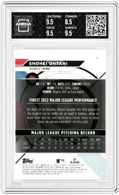 Graded baseball card of Shohei Ohtani from 2023 Topps Finest Shohei Ohtani series