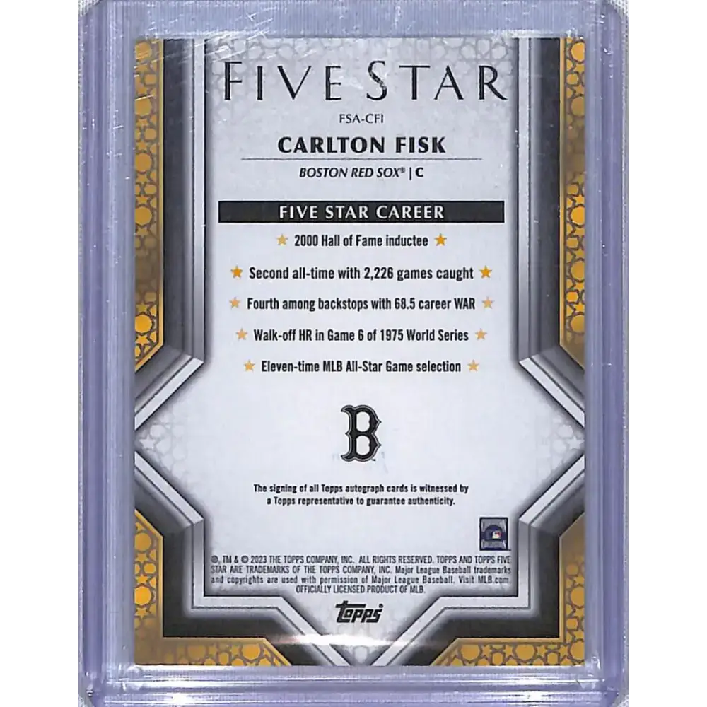 2023 Topps Five Star #FSA-CFI Carlton Fisk NM-MT Auto 11/25 Boston Red Sox Baseball Card - Baseball Card Single