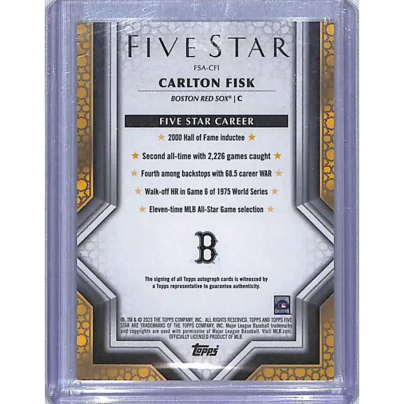2023 Topps Five Star #FSA-CFI Carlton Fisk NM-MT Auto 11/25 Boston Red Sox Baseball Card - Baseball Card Single