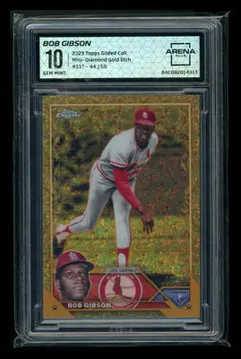 2023 Topps Gilded Collection Mini-Diamond Gold Etch Bob Gibson #117 44/50 AC 10 - Baseball Card Single
