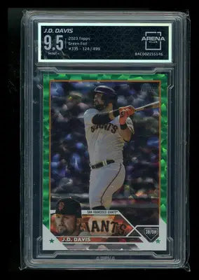 2023 Topps Green Foil J.D. Davis #335 124/499 Baseball Arena Club 9.5 - Baseball Card Single