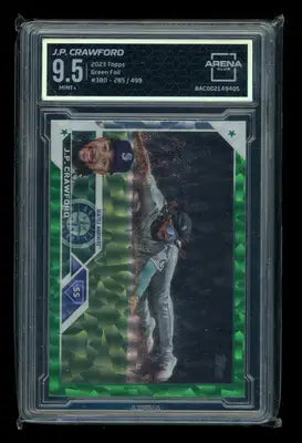 2023 Topps Green Foil J.P. Crawford #380 285/499 Baseball Arena Club 9.5 - Baseball Card Single
