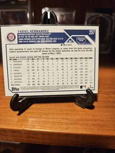 2023 TOPPS GREEN ICE 302/499 FOIL PARALLEL 257 YADIEL HERNANDEZ NATIONALS (335) - Baseball Card Single