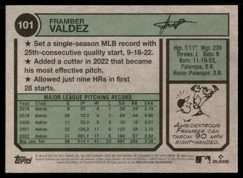 2023 Topps Heritage #101 Framber Valdez NM Near Mint Astros ID:65247 - Baseball Card Single