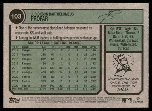 2023 Topps Heritage #103 Jurickson Profar NM-MT Padres ID:59976 - Baseball Card Single