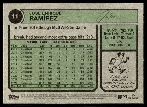 2023 Topps Heritage #11 Jose Ramirez NM Near Mint Guardians ID:65222 - Baseball Card Single