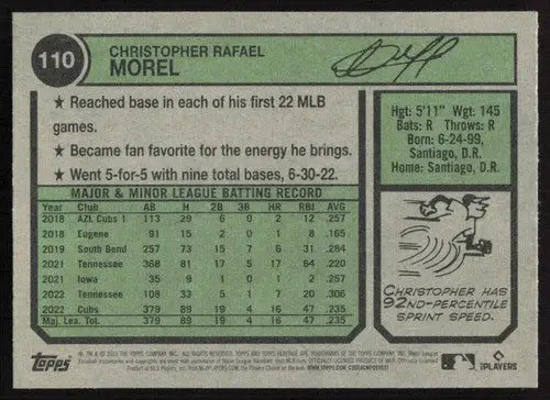 2023 Topps Heritage #110 Christopher Morel NM Near Mint RC Rookie Cubs ID:65250 - Baseball Card Single