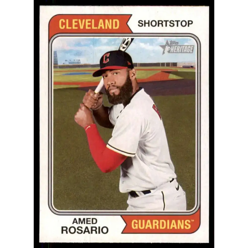 2023 Topps Heritage #111 Amed Rosario NM-MT Cleveland Guardians Baseball Card - Baseball Card Single