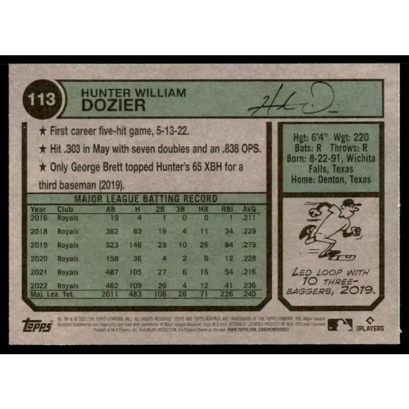 2023 Topps Heritage #113 Hunter Dozier NM-MT Kansas City Royals Baseball Card
