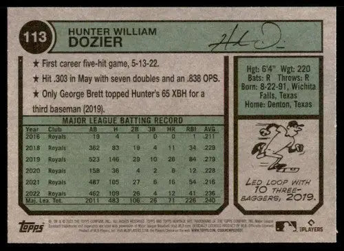 2023 Topps Heritage #113 Hunter Dozier NM Near Mint Royals ID:65252 - Baseball Card Single