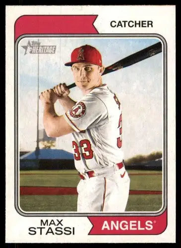 2023 Topps Heritage #115 Max Stassi NM-MT Angels ID:73376 - Baseball Card Single