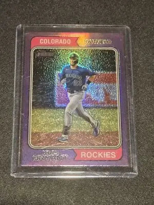 2023 Topps Heritage #12 Kris Bryant Chrome Purple Refractor - Baseball Card Single
