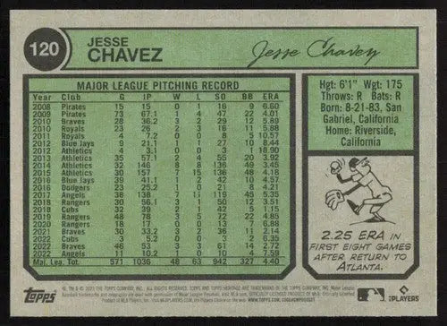 2023 Topps Heritage #120 Jesse Chavez NM-MT Braves ID:78767 - Baseball Card Single