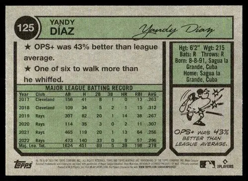 2023 Topps Heritage #125 Yandy Diaz NM Near Mint Rays ID:65254 - Baseball Card Single